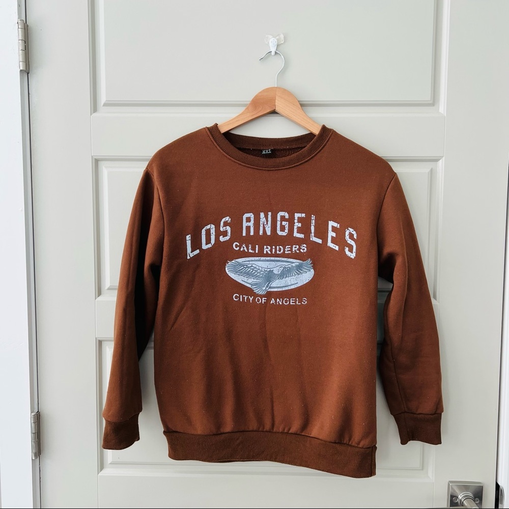 Shein brown crew neck pullover in extra small size